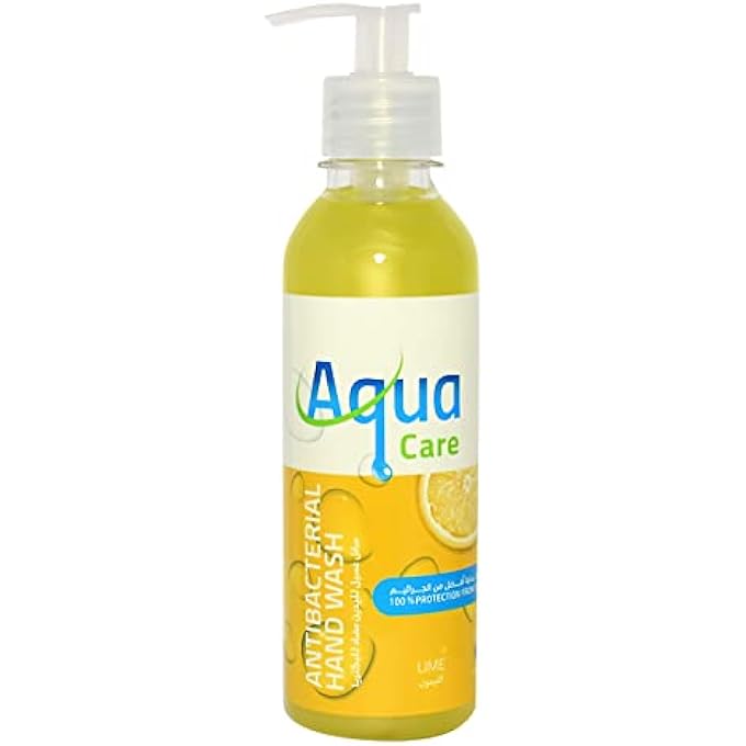 Aqua Care ANTI BACTERIA LIQUID HAND WASH LIME EXTRACT, EFFECTIVE GERM PROTECT SKIN HAND SOAP, MOISTURIZING & SOOTHING CLEAN WITH FRESH LEMON SCENT, ESSENTIAL OILS & PARABEN FREE, 240ML - Image 1